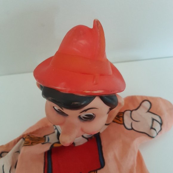 Vintage PINOCCHIO Rubber Face Hand Muppet Marked Gund Hong Kong Disney Character - Picture 8 of 13